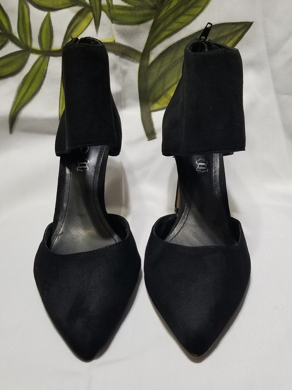 Aldo Black Women's 6.5 Suede Pointed-Toe Ankle Cuff Heels With Leather Insole